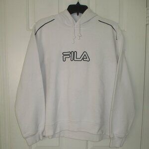 FILA Womens L/S White Cotton Fleece-lined Hoodie - Size Medium